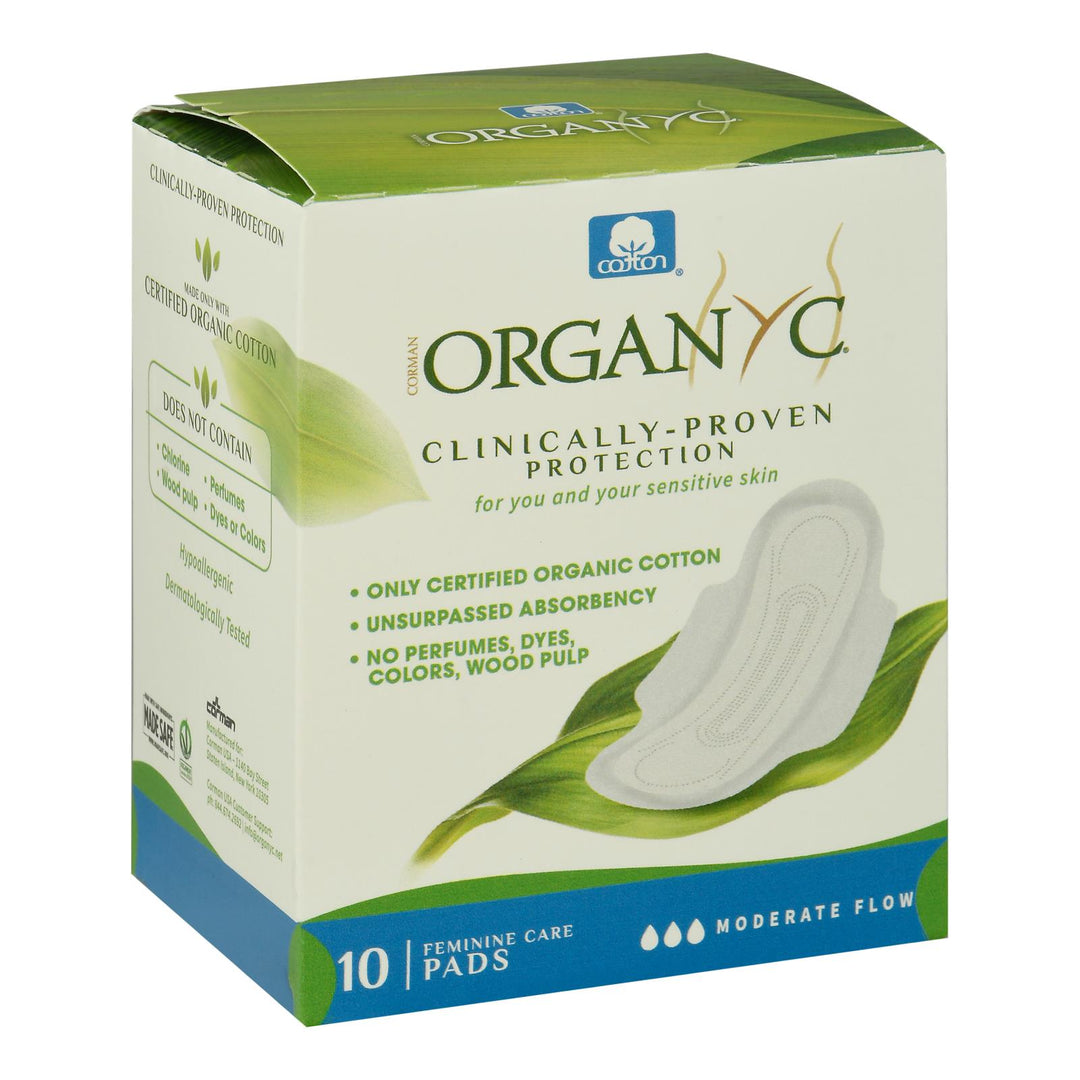 Organyc - Pads Ctn Mdrt Flw W/wng - 1 Each - 10 Ct - Maras Green